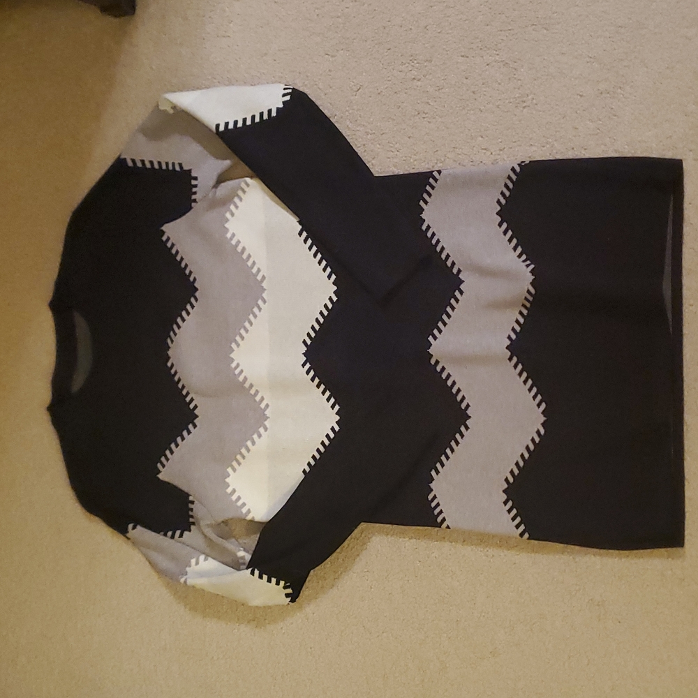 Geometric Black Gray Sweater Dress